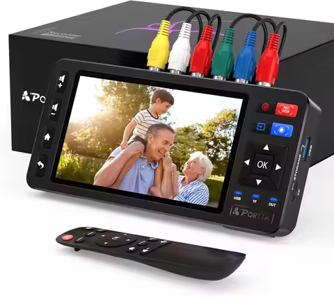 VHS to Digital Converter with HD Screen, Video Capture Recorder Converts to MP4 for VHS, VCR, DVR, D