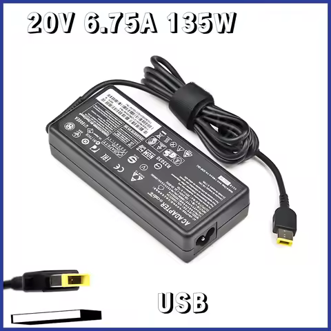 Laptop Adapter 135W 20V 6.75A USB C Notebook Charger for Lenovo T440p Y50-70 R720 Y700 T540p P51 P52