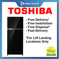 (Bulky) TOSHIBA GR-AG55SDZ(XK) 510L GLASS BLACK 2 DOOR TOP FREEZER REFRIGERATOR