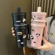 C3U0 Straw Cup Thermos Cup Men's Stainless Steel Car Large-Capacity Portable Coffee High-value 316 W