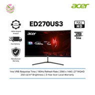 ACER GAMING MONITOR NITRO ED270US3 27" 2K WQHD (2560 X 1440) 1MS 180HZ VA CURVED( HDMI X 2,DP X 1)