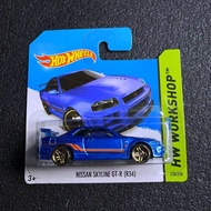 Hot Wheel Nissan Skyline GTR R34 Short Card Blue 2014 HW Workshop JDM Collections Series GTR R34 Blu