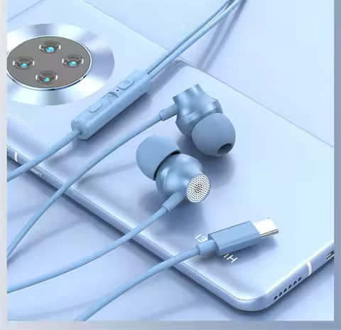 2022 Type-C Metal Earphone for Oneplus 10 9 Pro Huawei Xiaomi In-ear Mic Wire Control Bass Headset E