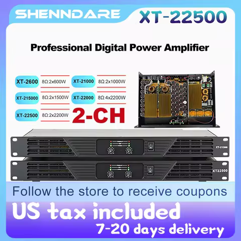 ShennDare XT22500 Professional Power Amplifier 2x2400W 8ohm DJ Subwoofer Amplifier 2 Channel Class D