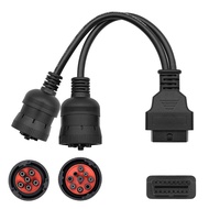 NEW! 9Pin J1939 Truck Y To OBD2 16Pin Female Adapter For Deutsch J1708 6Pin For Cummins/CAT Diagnosc