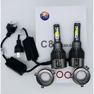 *ไฟหน้า LED 1คู่ LED รุ่น C8 ปรับได้ 3สี 12V-36V ขั้ว  H1 H4 H7 H8/H9/H11 9005/HB3 9006/HB4รับประกัน 1เดือน (ไม่กะพริบ)