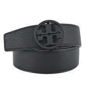 TORY BURCH 荔枝紋黑扣LOGO皮帶-黑/平行輸入/ XS