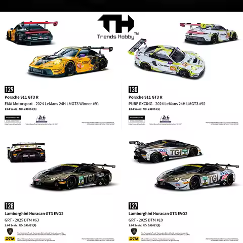 Trends Hobby 1/64 Lamborghini Huracan GT3 EVO2- DTM 2025 Porsche 911 GT3 R - LeMans 24H 2024 Alloy D