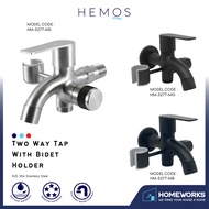 HEMOS BATHROOM FAUCET SUS 304 TWO WAY TAP 1IN 2OUT BIDET HOLDER KEPALA PAIP TANDAS HM-3277-MS,MB,MG