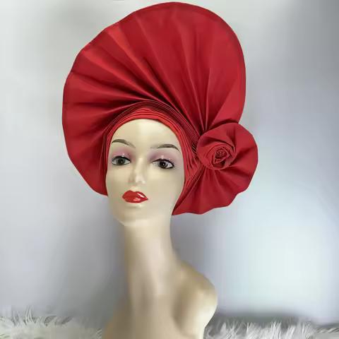 High Quality African Nigeria Gele Elegant Helmet With Stones Headband Turban Head Scarf Head-Hat Aut
