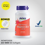 NOW D3 1000 180 Softgels Vitamin D3 1000 IU