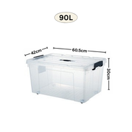 Clear Plastic Storage Box (65L/90L/120L) Kotak Simpanan roda/ Storage Box with wheel Plastic Storage