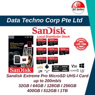 (SG LOCAL STOCK) SanDisk Extreme Pro MicroSD SQXCU,V30,U3,C10,A2,UHS-I, 200MB/s R, 90MB/s W,SD ADPT- 32GB I 64GB I 128GB