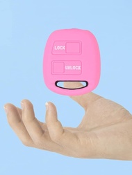 1入組粉色矽膠鑰匙套，適用於2按鈕豐田/雷克薩斯汽車鑰匙，防墜和保護功能