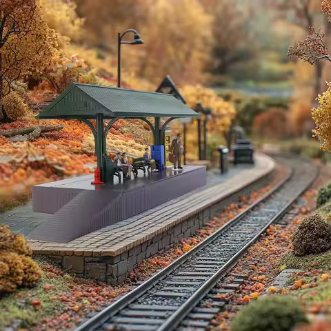Evemodel ZTO01 O Scale 1:50 Model Trains Station Platform with Benches Kit for Model Railroad Track-