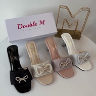 DoubleM KASUT RAYA 2026 (VT73 Size 36-40) Women High Heel Pearl Bow 7cm