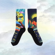 【小創襪】小心月圓之夜 長筒襪 萬聖節裝扮 萬聖節派對 陰陽襪藍