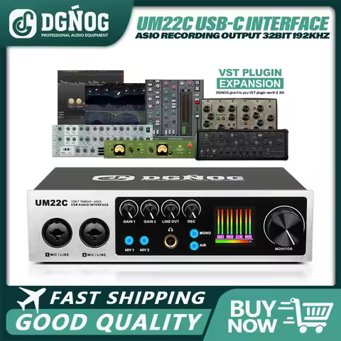 UM22C Audio Interface 32bit/768KHz Professional Recording USB-C Sound Card for Guitar Studio Podcast