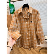 Oladivi Plus Size Fashion Women Plaid Blouses Casual Oversized Shirts Spring Autumn Tops 7379 D068