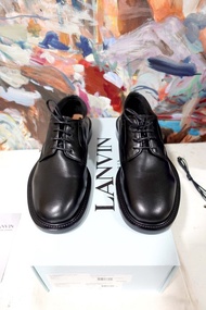 法國名牌LANVIN 黑色小羊皮真皮鞋上班西裝鞋 43號碼 超軟熟鞋踝
