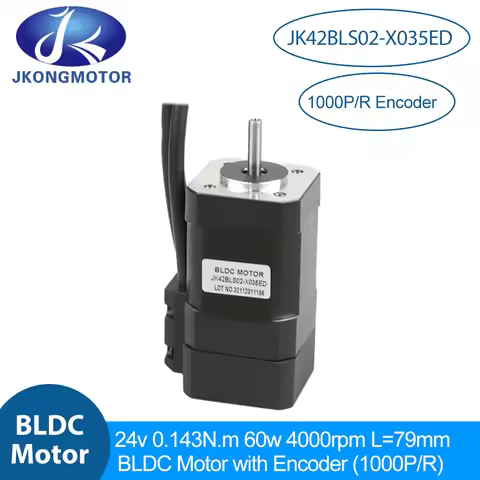 JKM JK42BLS02-X035ED Brushless DC Motor L=79mm 24V 60W 8-poles 0.143N.m BLDC Servo Motor with Encode