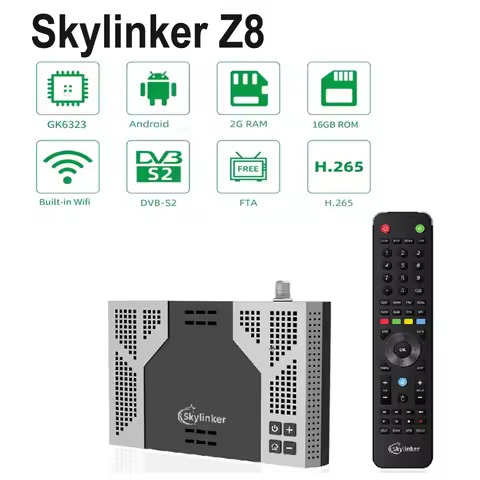 Skylinker Z8 Android OTT+H.265 DVB-S2 FTA With H265 2+16GB Hybrid 4K DVB S2 Satellite Receiver Set T