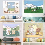 Customizable Tapestry Cute Animal Tapestry Girl Dormitory Pink Tapestry Ins Style Tapestry Bear Tape