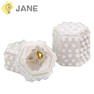 JANE Elegant Jewelry Box, 2/3 Slots with Detachable Lid Ring Box, Vintage Wedding Decor Pearl Velvet