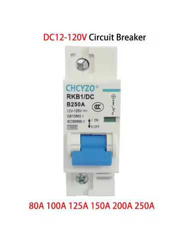 1P 2P 12V 24V DC Circuit Breaker 36V 48V 60V 72V 96V 120V Solar Cells RV Battery Circuit Breaker 80A