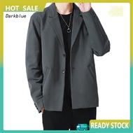  Men Blazer Single-breasted Solid Color Summer Lapel Pockets Jacket for Daily Wear