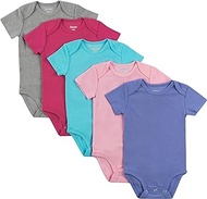 baby-girls Baby Bodysuits, Ultimate Baby Flexy Bodysuits, Infant Short Sleeve Bodysuit, 5-pack