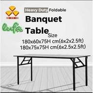 3V 2x6 ft Heavy Duty Foldable Wood Top Banquet Table Folding Function Table Catering Table Buffet