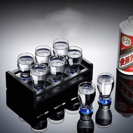 1 Set Black Wooden Shot Glass Holder Rack With 60ml Shot Glasses Whiskey Glass Beer Glass