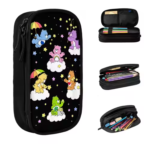 Care Bears Star Collecting Group Bear Poster Pencil Cases Pencilcases Pen Holder for Student Bags Sc