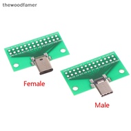 thewoodfamer 24+2P USB 3.1 Type-C Male Female Test PCB Board Adapter 2.54mm Connector Socket EN