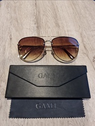 แว่นกันแดด GAMT Vintage สีชา Clear Aviator SunglassesMirrored Lens Designer Women Sunglasses Brown