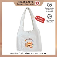 [CHANGGTOTE] Thick canvas tote bag, zippered, small pocket - Hanoi Egg Coffee