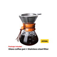 400ML Classic Glass Coffee Pot Wooden Handle Heat Resistant Pour over Coffee Maker Manual Coffeemaker Hand Dripper