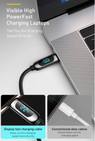 Baseus 2021 PD  ⚡️ 100W ⚡️ USB Fast Charging/Data Transmission Type-C Cable For MacBook/ Xiaomi /Samsung - 2M Length (Tell you the charging speed Directly)