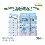 [PB] Mamiko MINI PURE Water Baby Wipes 8 x 7's - Small Baby Wet Wipes Pocket Pure Water Traveling Ho