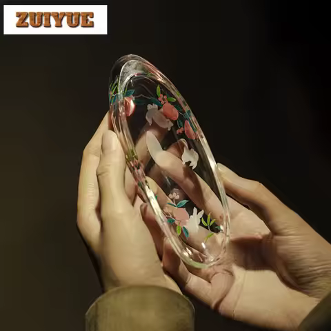 Creative Transparent Glass Longevity Peach Tea Scoop Retro Chahe Shovel Awakening Tea Ladle Drinkwar