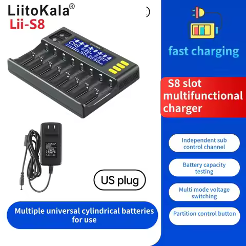 LiitoKala Lii-S8 18650 Battery charger 8-Slot Auto-Polarity Detect For 26650 21700 14500 10440 16340