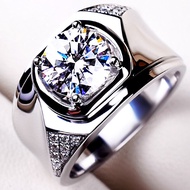 Kaivy New Mens Dominant Ring 2 Carat Diamond Open Style Fashionable White Gold Moissanite Simulated