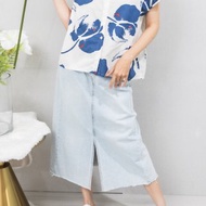 前開叉牛仔裙 淺藍色