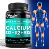 Pslalae Vitamin K2+ D3 + B12Supplement - Vitamin D K Complex Calcium Fast absorption - Bone Teeth He