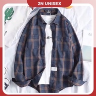 2N Unisex loose-form somi plaid shirt for men and women number 16