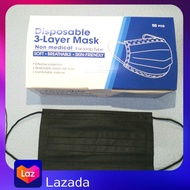 Mask หน้ากากอนามัย❗️❗️🌸 สีดำ🌸 หนา 3 ชั้น 💥พร้อมส่ง💥 (1 กล่อง 50 ชิ้น) 🌸 มีกล่อง🌸