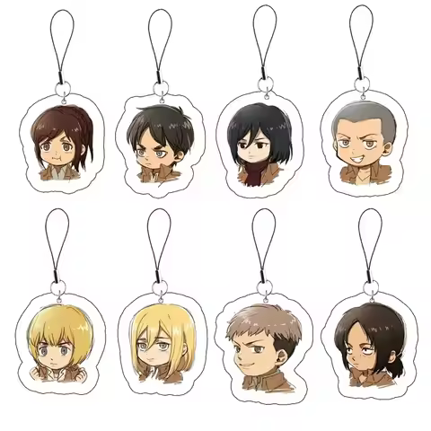 Anime Attack on titan Manga Keychain Mobile Phone Chain Acrylic Attack on titan Key Ring Pendant Acc