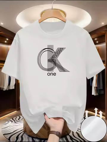 CK One Minimalist Logo Tee Casual Tops 100% Cotton Men's T-shirt Summer Breathable Comfortable Moder