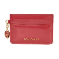 二手BVLGARISerpenti Forever 卡包，蛇頭設計，琺瑯材質，紫紅色，證件套，名片夾，內建 RFID 和 IC 晶片，全新未使用，金屬 logo，漆皮材質，RED卡套，290605